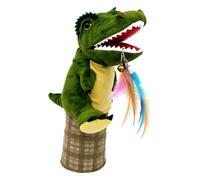 Generisch Interactive Dinosaur Cat for Indoor Cats, Wrestling Hand Puppet with Thickened Forearm Warmers, Crinkle Mouth & Teething Design, Polyester (Green, 50 x 13 cm)