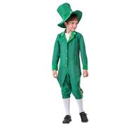 Generisch Irish Stage Costume for Children, Traditional Ethnic Cosplay Outfit for St Patrick's Day Festival (Green, 10-12 Years)