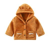 Generisch Jacke Kinder Kleinkind Kinder Kleinkind Baby Jungen Langarm Fleece Kapuzenjacke Dicker Tablecloth Oberbekleidung Outfits Kleidung (Brown, 18-24 Months)