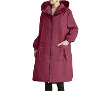 Generisch Jacket Casual Long Apron for Women Oil Lightweight Kitchen Apron for Home Cooking and Work, Wine Red, 4XL