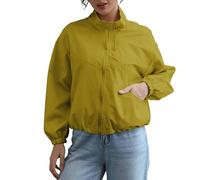 Generisch Jacket Women's Rain Jacket Waterproof Outdoor Jacket Breathable Raincoat Lightweight Windbreaker Cycling Jacket Lightweight Long Sleeve Casual Autumn Winter Outwear Jacket Short Tops, yellow
