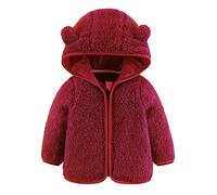 Generisch Jackets Boys Spring 152 Newborn Baby Girls Boys Jacket Bear Ears Hooded Outerwear Zip Warm Fleece Winter Coat Colouring Book Knight, Wine Red, 0-6 Months