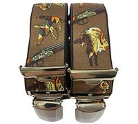 Generisch Jäger Braces - Austria Vienna - 35 mm Wide Braces with 4 Clips in H-Shape Adjustable Elastic Braces with Strong Metal Clip / Hunting Dog Brown ST-009, turquoise-blue, 110 cm