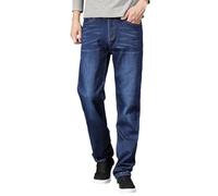 Generisch Jeans Men's Thermal Trousers, Snow Trousers, Teddy Fleece, Warm Lined Winter Trousers, Straight Leg, Plush Fleece, Thermal Jeans, Men's Jeans, Elegant, blue, W33