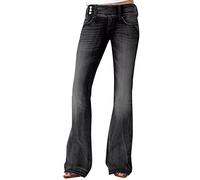 Generisch Jeans with Button Placket, Women's Flared Jeans, Stretch Skinny Flare Jeans with Pockets, Medium Waist, Flared Trousers, Slim Stylish Denim Trousers, Y2K Casual Trousers, black, XL