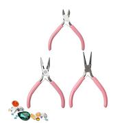 Generisch Jewellery Making Pliers, Pink 3-Piece Jewellery Set - Beads Craft Set - For Making Bracelets Beads Repair Hobby Beginners Necklaces Earrings Pendant