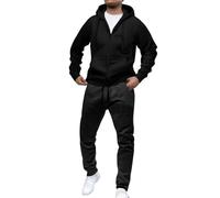 Generisch Jogging Bottoms Men's Two-Piece Warm Leisure Suit Loose Fit Tracksuit Sweat Jacket and Sports Trousers Set Sports Suit with Pocket and Hood Plain Sports Suit Tracksuit Full Zip Tracksuit