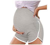 Generisch Jogging Bottoms Women's Wide Maternity Shorts Over the Belly with Pockets Pregnancy Shorts Before During After Pregnancy Trousers Beach Women, gray, L