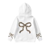 Generisch Jogging Suit Girls Kids Tracksuit Sports Wear Girls Long Sleeve Hoodie Printed Loose Fit Pullover Fleece Top for Casual, White, 7-8 Jahre