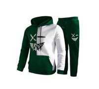 Generisch Jogging Suit Men's 3D Printed Hoodie with Long Trousers Sports Suit 2-Piece Sports Outfit Leisure Sets Workout Gym Streetwear Tracksuit Sports Suit, Dark green, XXL