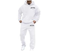 Generisch Jogging Suit Men's Tracksuit 3D Logo Jogging Suit Set Men's California Sports Suit Warm Hoodie Jogging Bottoms 2-Piece Y2K Hip Hop Fitness Suit Loose Fit Running Suit, White, M