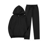 Generisch Jogging Suit Women's Set Fitness Sweatsuit Two Piece Outfit Baggy Streetwear Streetwear Leisure Suit Cuddly Sports Long Sleeve Sweatshirt and Jogging Bottoms with Cuffs 2-Piece Outfit, black