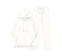 Generisch Jogging Suit Women's Set Fitness Sweatsuit Two Piece Outfit Baggy Streetwear Streetwear Leisure Suit Cuddly Sports Long Sleeve Sweatshirt and Jogging Bottoms with Cuffs 2-Piece Outfit, White