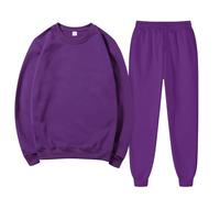 Generisch Jogging Suit Women's Set Workout Sports Suit Streetwear Activewear Cuddly Running Clothing Leisure Suit Crew Neck Long Sleeve Basic Top and Trouser Suit 2 Piece Outfits, dark purple, 3XL