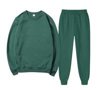 Generisch Jogging Suit Women's Set Workout Sports Suit Streetwear Activewear Cuddly Running Clothing Leisure Suit Crew Neck Long Sleeve Basic Top and Trouser Suit 2 Piece Outfits, Green, 3XL