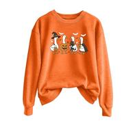 Generisch Just A Goose Pullover for Men Women Solid Color Winter Halloween Print Crew Neck Long Sleeve, orange, S