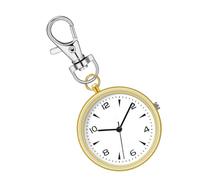 Generisch Key Chain Watch, Round Clip On Timepiece, Unisex Portable Silent Pocket Clock, Compact Travel Gear, Home, Workplace, School, Backpack, Outdoor, Purse, Bag 3.23 x 1.57 x 0.28 inches, gold