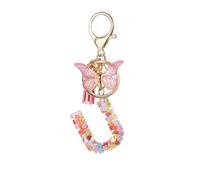 Generisch Keyring Chip Shopping Trolley Sequined Resin 26 Letter Keychain With Butterfly Tassel Anniversary Keyring, U, One Size