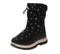 Generisch Kids 32 for and Girls Thick Soles Non-Slip and Waterproof Upper Calf Boots Side Zip Plain Snow Print Warm and Comfortable Winter Shoes 24, black, 2 UK