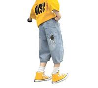Generisch Kids Boys Trousers Boys Jeans with Elastic Waist, Wide Leg, Casual, Loose, Seven and Eighth Jeans with Pockets, Long Trousers, Baby Boy, blue, 4-5 Years