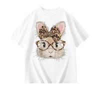 Generisch Kids Leopard Cat Graphic Animal Ears T-Shirt - Oversized Short Sleeve Shirt with Animal Print Character Design | Casual Streetwear Shirt for Girls and Boys