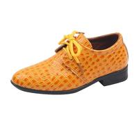Generisch Kids Trainers Four Seasons Pattern Pointed Low Heel Comfortable Lace Up Dress Dance Performance Shoes Kids Shoes 35 36, yellow, 11.5 UK Child