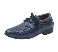 Generisch Kids Trainers Four Seasons Pattern Pointed Low Heel Comfortable Lace Up Dress Dance Performance Shoes Kids Shoes 35 36, blue, 11.5 UK Child