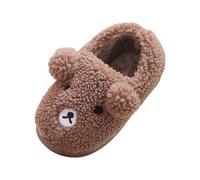 Generisch Kids Winter Lamb Fleece Slippers with Cute Panda Design for Comfort and Warmth at Home - Soft Slippers for Toddlers, khaki, 13 UK