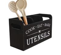 Generisch Kitchen Counter Utensil Holder, Wooden Kitchen Utensil Holder, Charcoal Tools Storage Box, Cardboard Box with 3 Compartments, Drainage Holes for School Tables