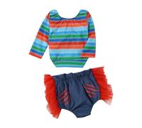 Generisch Kleinkind Mädchen Langarm Gestreift Rückenfrei T-Shirt Schleife Tops Shorts Outfits (Multicolour, 6-12 Months)