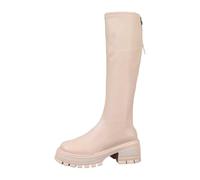 Generisch Knee-High Riding Boots with Thick Platform Sole, Fashionable Ankle Boots, Winter Reinclosure on the Back, Comfortable Footwear, Combat Boots, Glacier Boots, beige, 6 UK