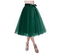 Generisch Knee-Length Black Women's Skirt Tutu Lolita Short Petticoat Midi Skirt for Elegant Occasions Tank Top, Green, One Size