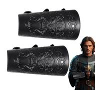 Generisch Knight's Bracelet Adjustable Medieval Arm Guard Retro Role Play Adult Men Stage Props Embossed Bracelet Cosplay Gauntlet, black, Siehe Beschreibung