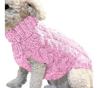 Generisch Knitted Jumper Winter Warmer Turtleneck Dog Clothes for Small Medium Large Dogs Puppies Cats as Crochet Coat (F, L)