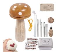 Generisch Knitted Patch Set | Wooden Darning Mushroom & Complete Repair Kit | Patch Weaving Frame Sewing & Darning Tool for Knitting, Embroidery, Socks, Clothing, DIY Crafts