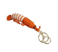 Generisch Knitted shrimp pendant, crochet shrimp key chain, cartoon hand-woven shrimp doll - soft and comfortable key decoration for car keys, bags, backpack and mobile phones, Single attributes