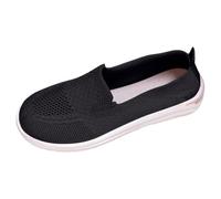 Generisch Knitted Slippers for Women, Flat Low Shoes, Mesh, Breathable, Non-Slip, Lightweight, Hiking Shoes, Comfortable Orthopaedic Sneakers for Working Mothers Diabetic Shoes Women Winter, black, 9