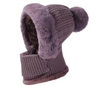 Generisch Knitted Winter Hats for Women, Windproof Neck Warmer, Winter Hat Including Scarf, for Hiking and Cycling and Travel, Cycling, Snowboarding for Women, Grandma, Mother, purple
