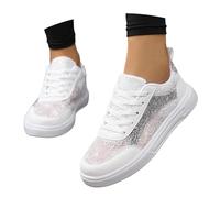Generisch Lace Shoes Women's Summer Embroidery Lace Plimsolls Trainers Lace Mesh Sneakers Platform White Bridal Shoes Flat Leather Shoes Casual Shoes Lightweight Sports Shoes, White, 7 UK