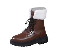 Generisch Lace-up boots with block heel for winter warmth, comfortable support when walking outdoors, brown, 5 UK