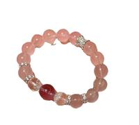 Generisch Ladies Bracelet Love Happiness Attracting Rose Quartz Genuine 12mm Crystal Clear Pink Crystal with Lucky Beads - Exclusive, Classy and Luxurious for Women Buy One, Get One Free!
