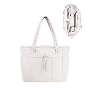 Generisch Ladies Large Capacity Zip Up Shoulder Strap Bag With 15.6" Laptop Compartment and 1.2L Water Bottle Pocket. Ideal for Work, School and Travel, White, One Size