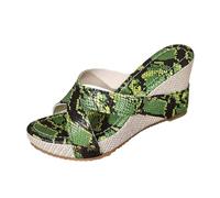 Generisch Ladies Summer Sandals Various Colors Slant Heel Thick Sole Fish Mesh Sandals Big Size 4, Green, 6 UK