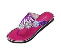 Generisch Ladies Summer Slippers Toe Post Design Rhinestone Embellishments for Casual Outdoor Beach Wear Perfect for Cozy Days, Hot Pink, 8 UK