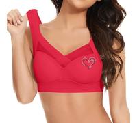 Generisch Large Lace Underwear for Women without Steel Rings Thin Side Accessory Tight Adjustable Bra My Cart View, red, 5XL