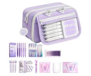 Generisch Large Pencil Case - Cute Storage | Items Office Organization Stationery | Studies Travel Class Girls Portable Accessories Creative Practical Durable Polyva