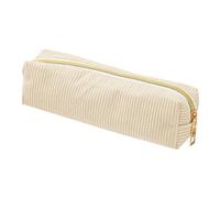 Generisch Large Pencil Case - Pencil Case Aesthetics, Plain Corduroy Fabric School Bag Large Capacity for Pens Eraser Ruler Girls for Students Teenagers Pens Ruler Marker, cream-coloured, see