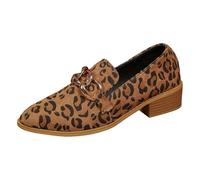 Generisch Large Size Pointed Head Low Heel Small Shoes Female Thick With A Stool Fashion Le Fu Shoes, coffee, 8 UK