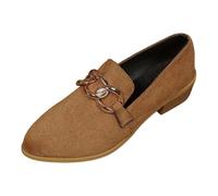 Generisch Large Size Pointed Head Low Heel Small Shoes Female Thick With A Stool Fashion Le Fu Shoes, brown, 8 UK