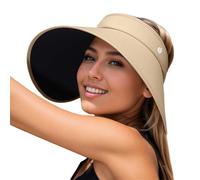 Generisch Large Sun Hat Women's Wide Brim Open Top Hat Outdoor Cycling Folding Sun Hat Women Foldable Sun Hat Women, khaki, One Size